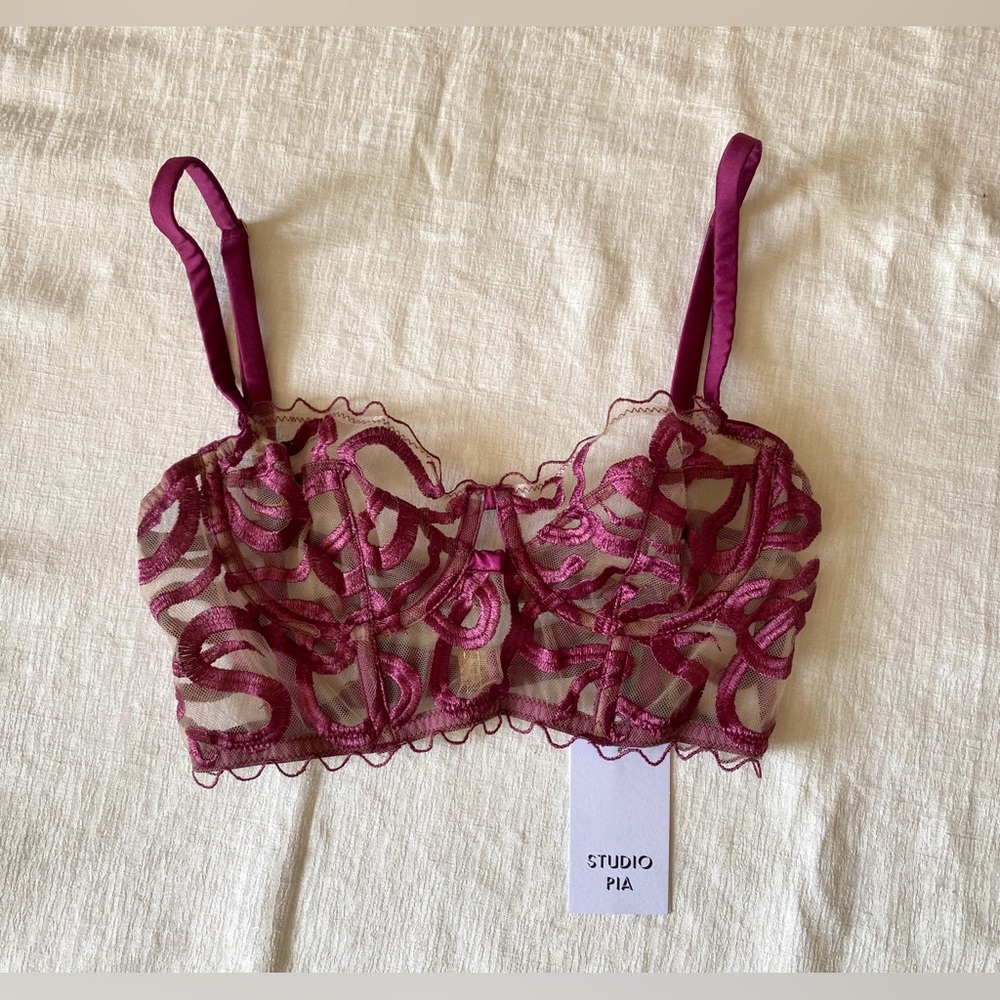 NWT Studio Pia Naga Mulberry Longline Bra Balconette Bustier size 2